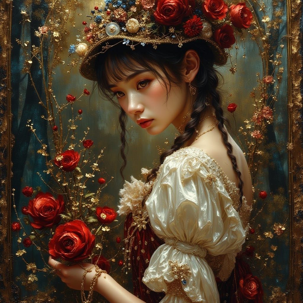 Baroque Grunge Art: Victorian Woman in Eerie Elegance