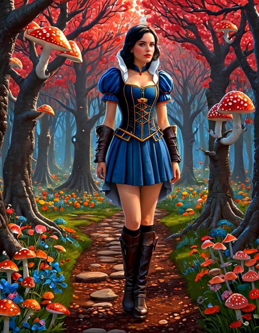 Snow White in Fantasy Wonderland: Detailed Portrait