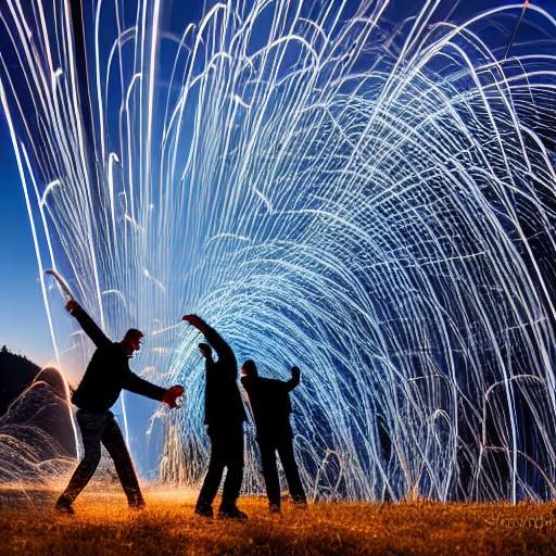 Steel Wool Photography with Swirling Sparks and Silhouettes