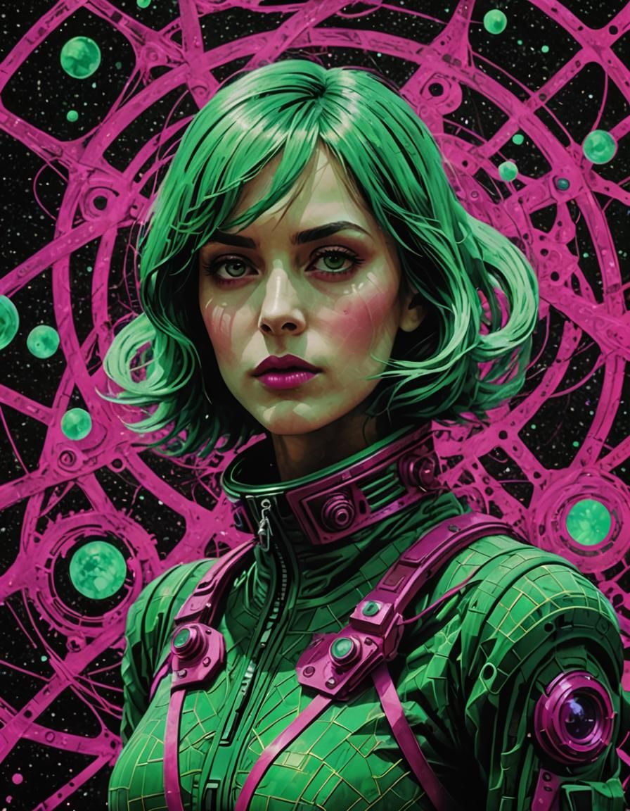 Girl in Space: Eldritch Pop Art Sci-Fi Digital Illustration