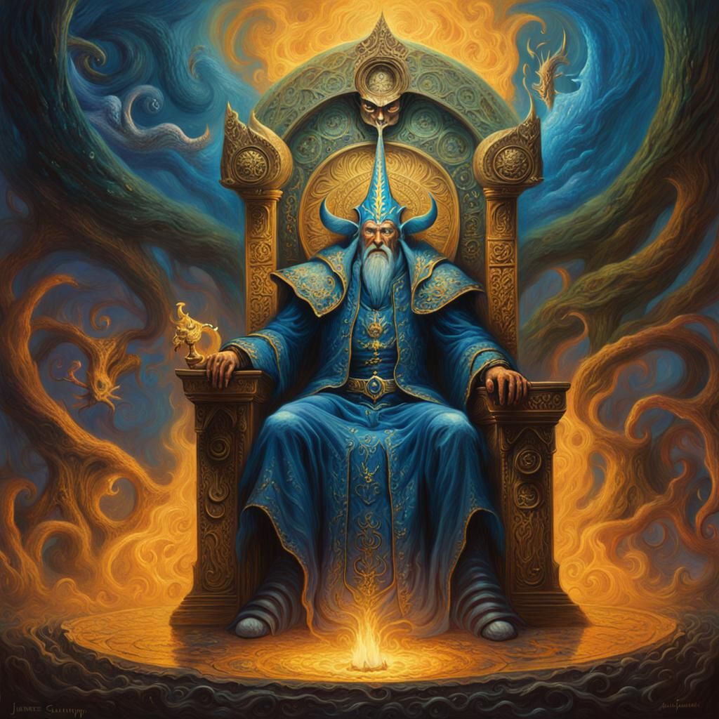 Tzeentch on Magical Throne Oil Painting