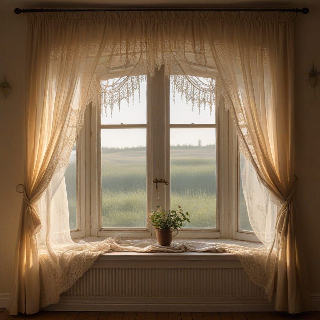 Dreamy Window Scene in Whimsical Style