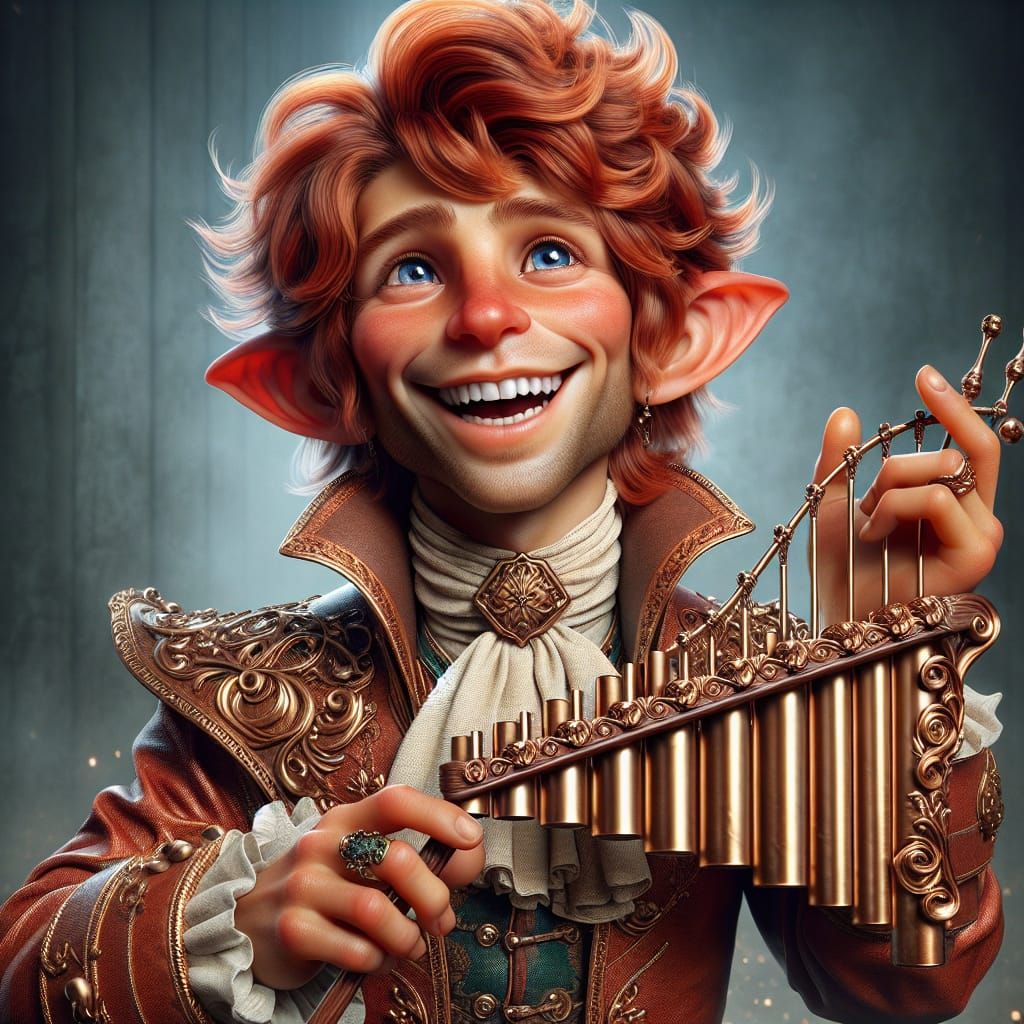 Halfling Bard Plays Chimes in Detailed Digital Painting