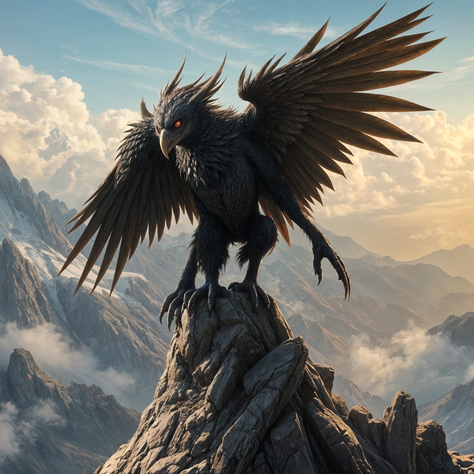 Detailed Harpy Matte Painting in Borderland Fantasycore Styl...