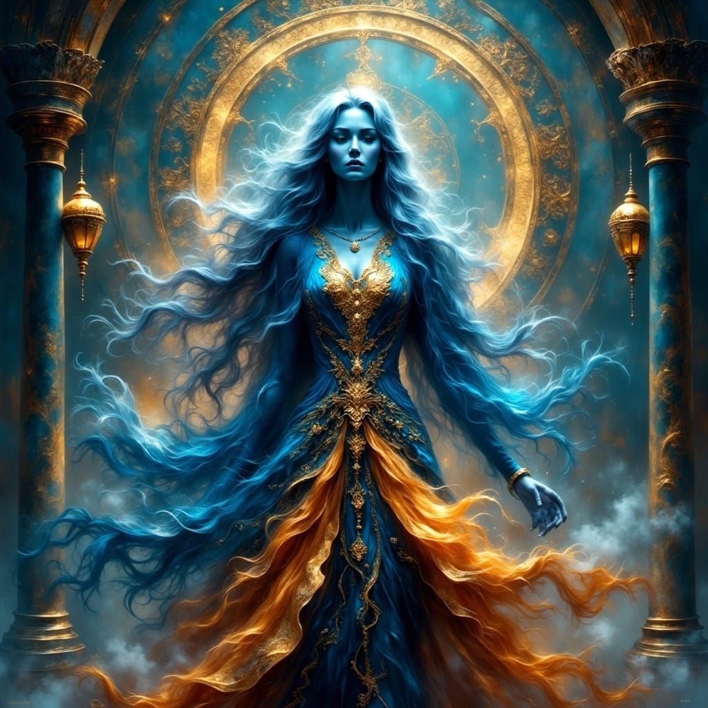 Enchanted Genie Emerging from Ancient Lamp