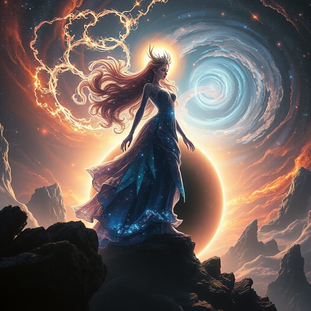 Nami as Cosmic Goddess at Black Hole Edge