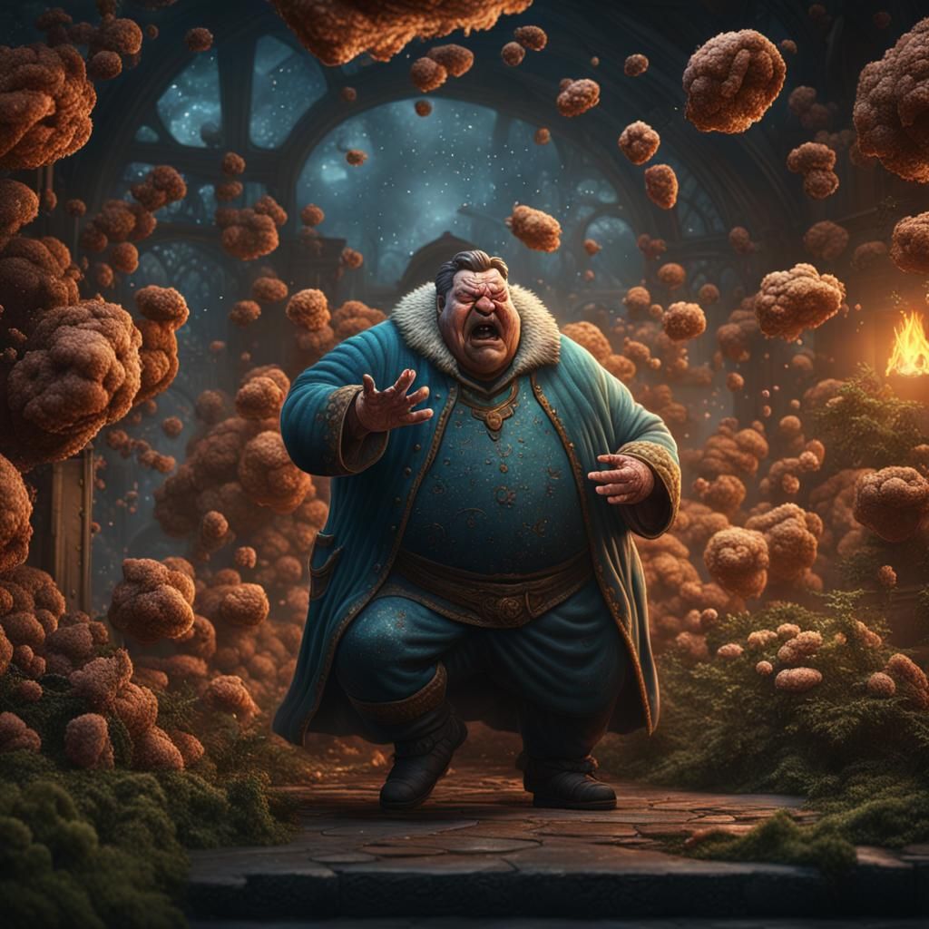 Detailed Painting of a Man Sneezing