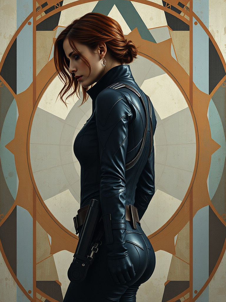 Black Widow Portrait in Art Nouveau Style