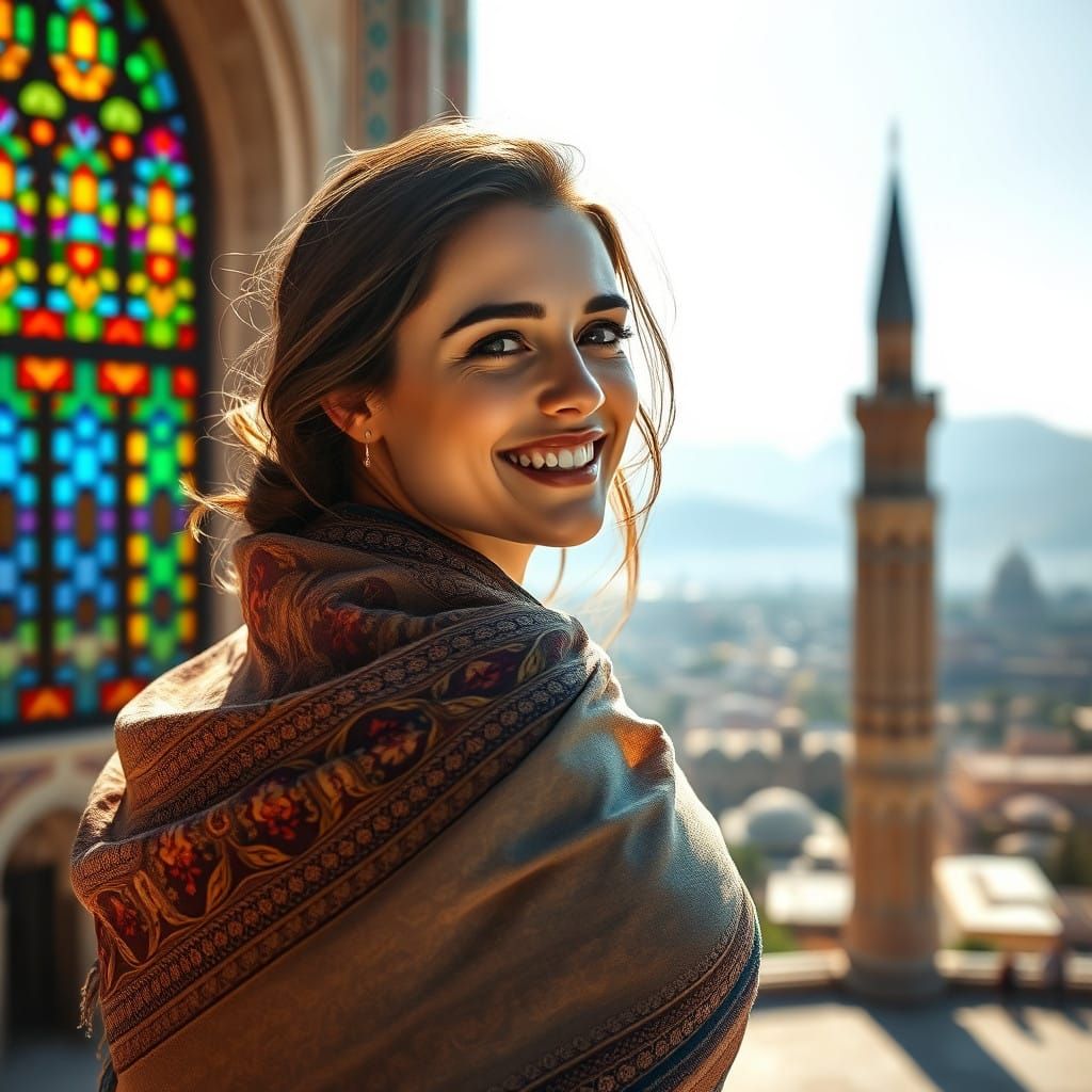 Elegant Woman in Ancient Shiraz Setting