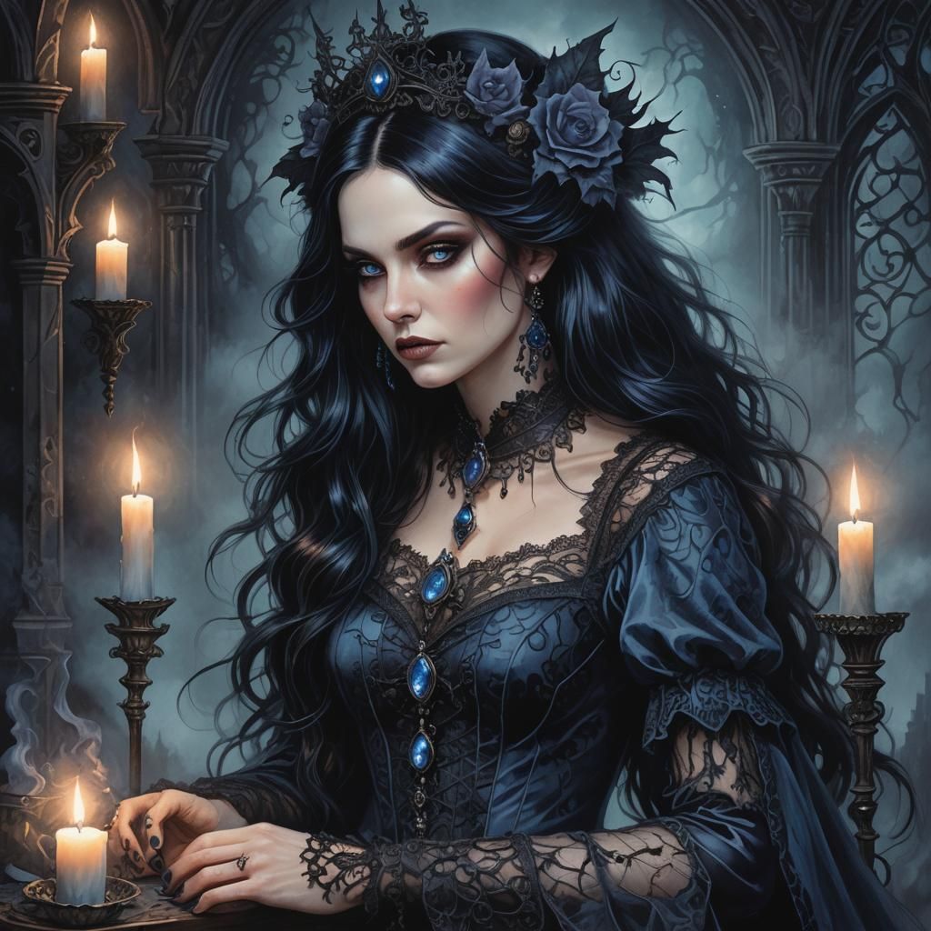 Gothic Witch Portrait in Dark Fantasy Style