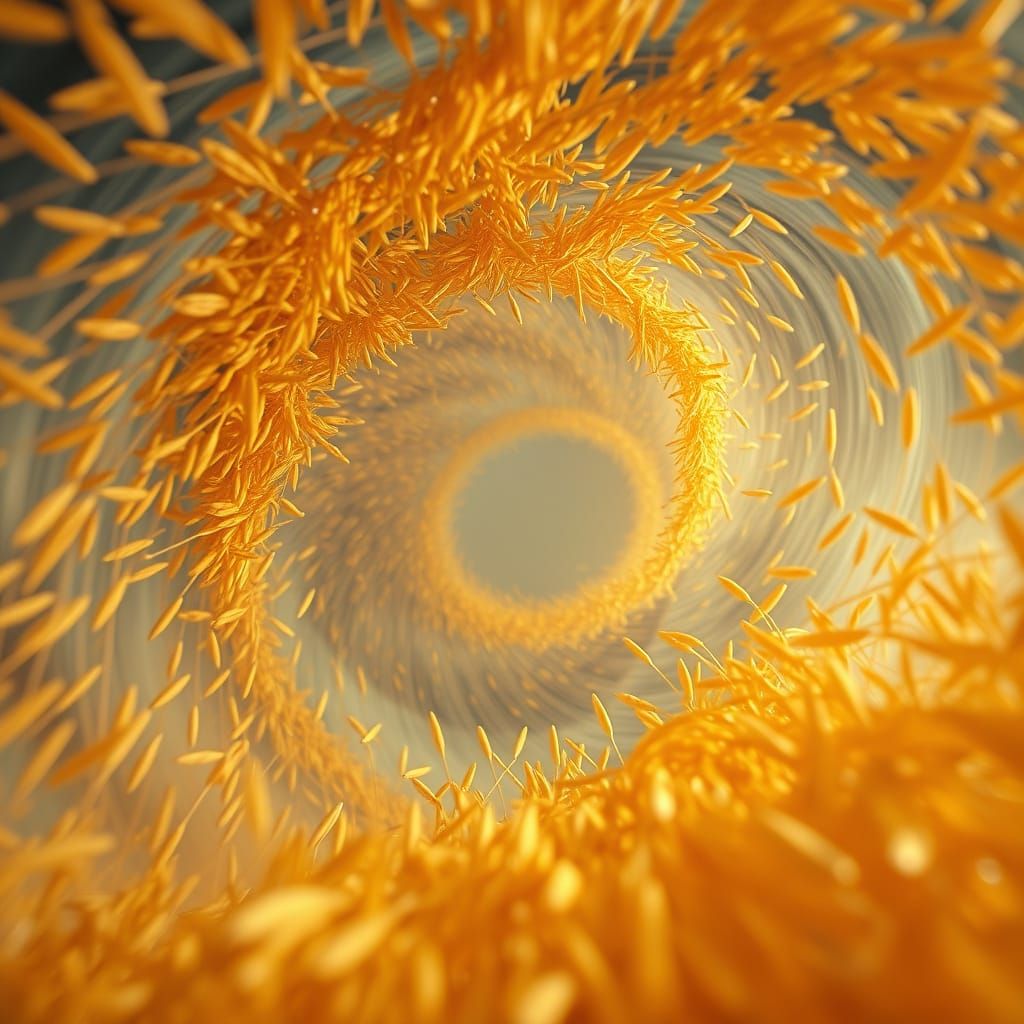 Golden Rice Vortex: A Digital Art Masterpiece