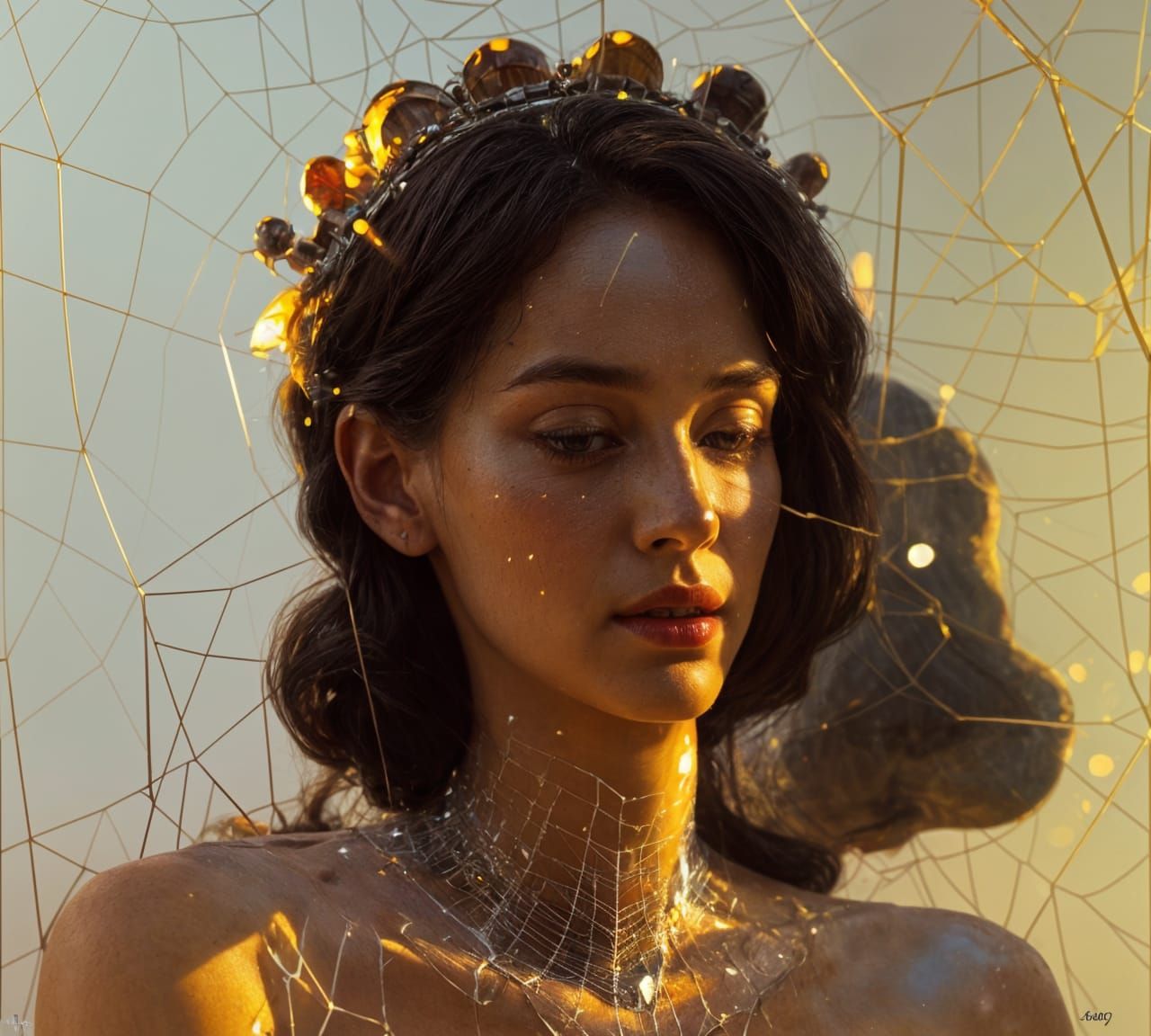 Hyperrealistic Spider Queen Portrait in Volumetric Lighting