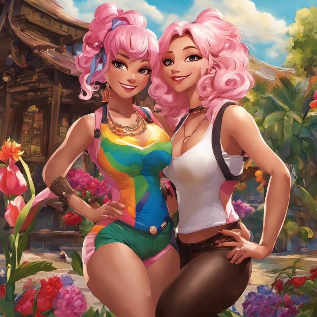 Whimsical Anime Friends Having Fun Together