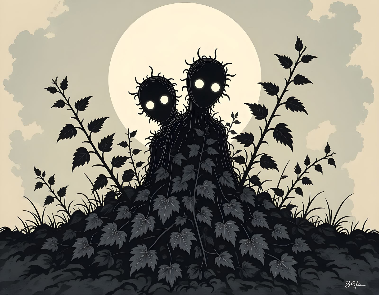 Spectral Vine Figure Rises from Overgrown Soil