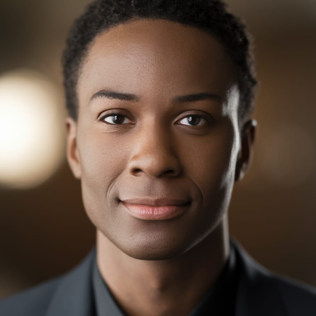 Confident Professional in Warm Studio Lighting