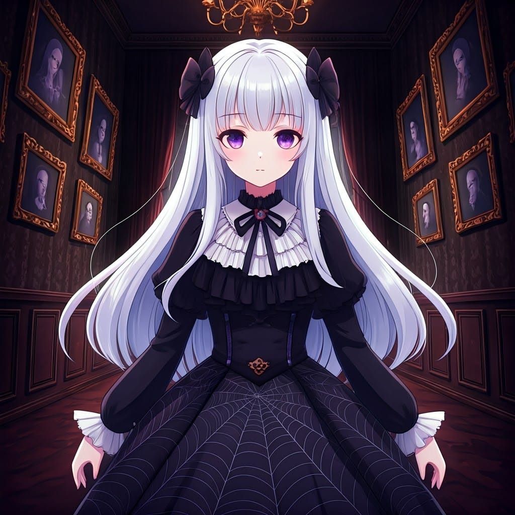 Mysterious Gothic Magical Girl in Haunted Mansion