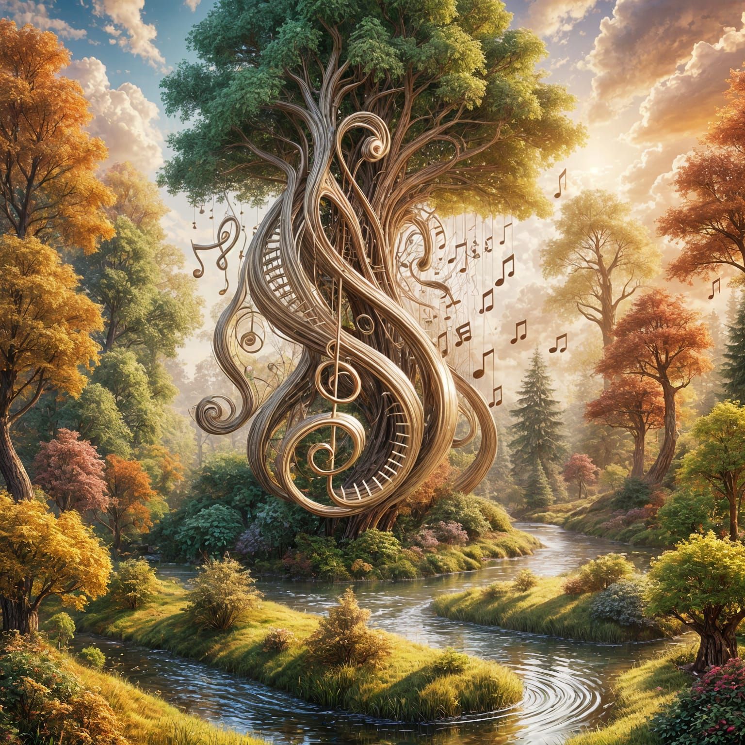 Enchanted Musical Forest with Note Tree