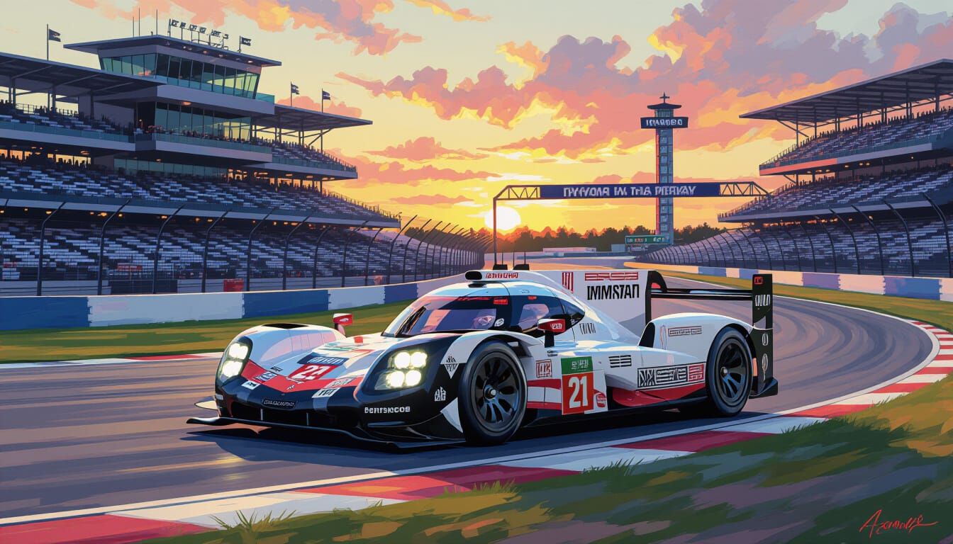 Porsche 919 Martini Racing Car Painting at Daytona Twilight