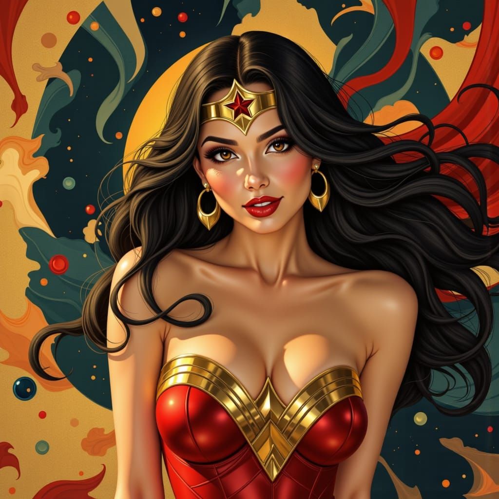 Art Deco Wonder Woman in the Style of Tamara de Lempicka