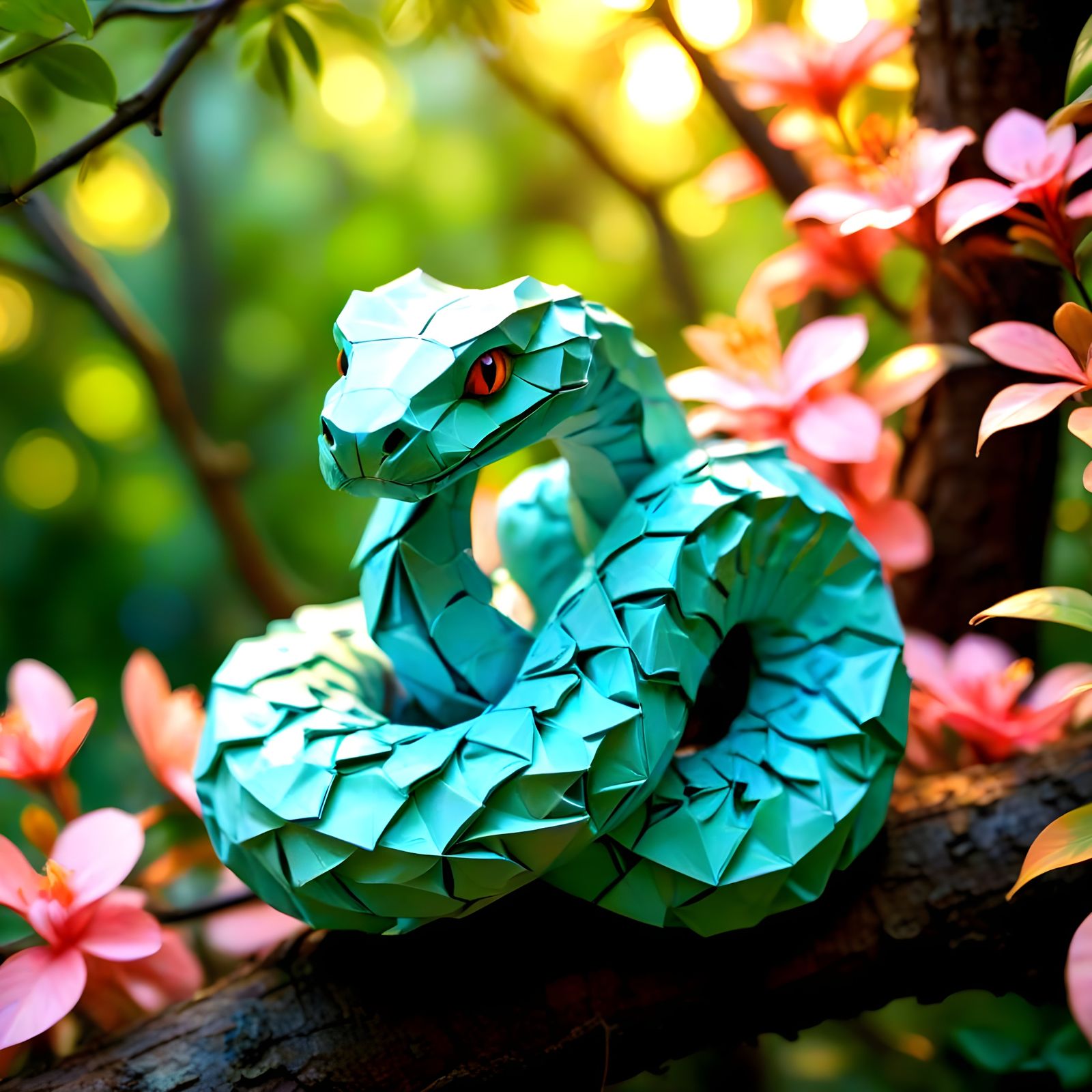 Snake Entwined in Delicate Paper Art
