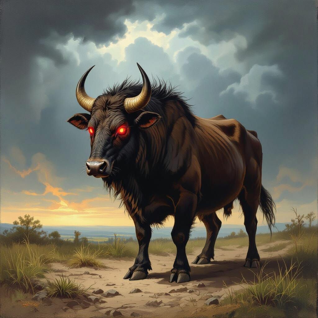 Furious Boar on Cracked Earth in Dramatic Oil Painting Style