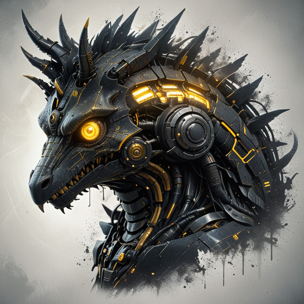 Epic Cybernetic Reptilian Pokemon in Dark, Moody Cyberpunk S...