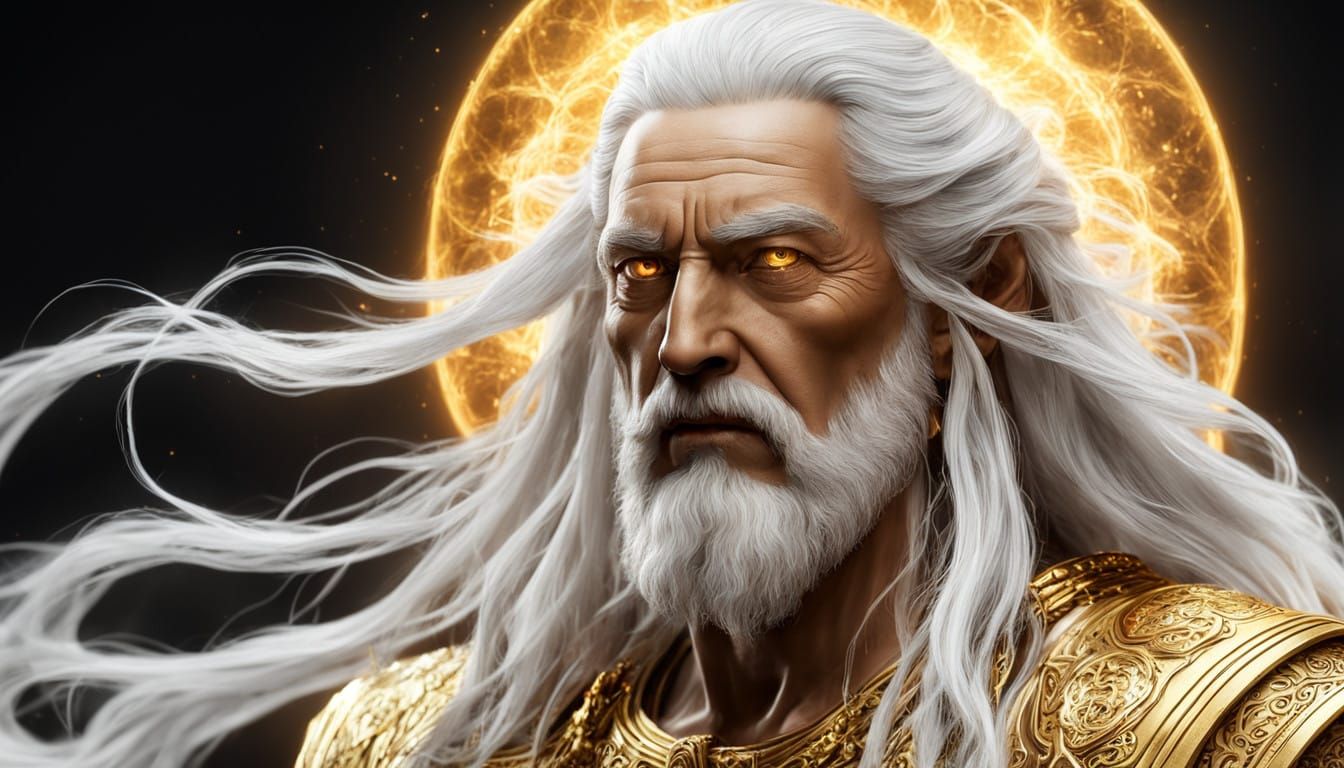 Divine God Figure Radiates Golden Energy