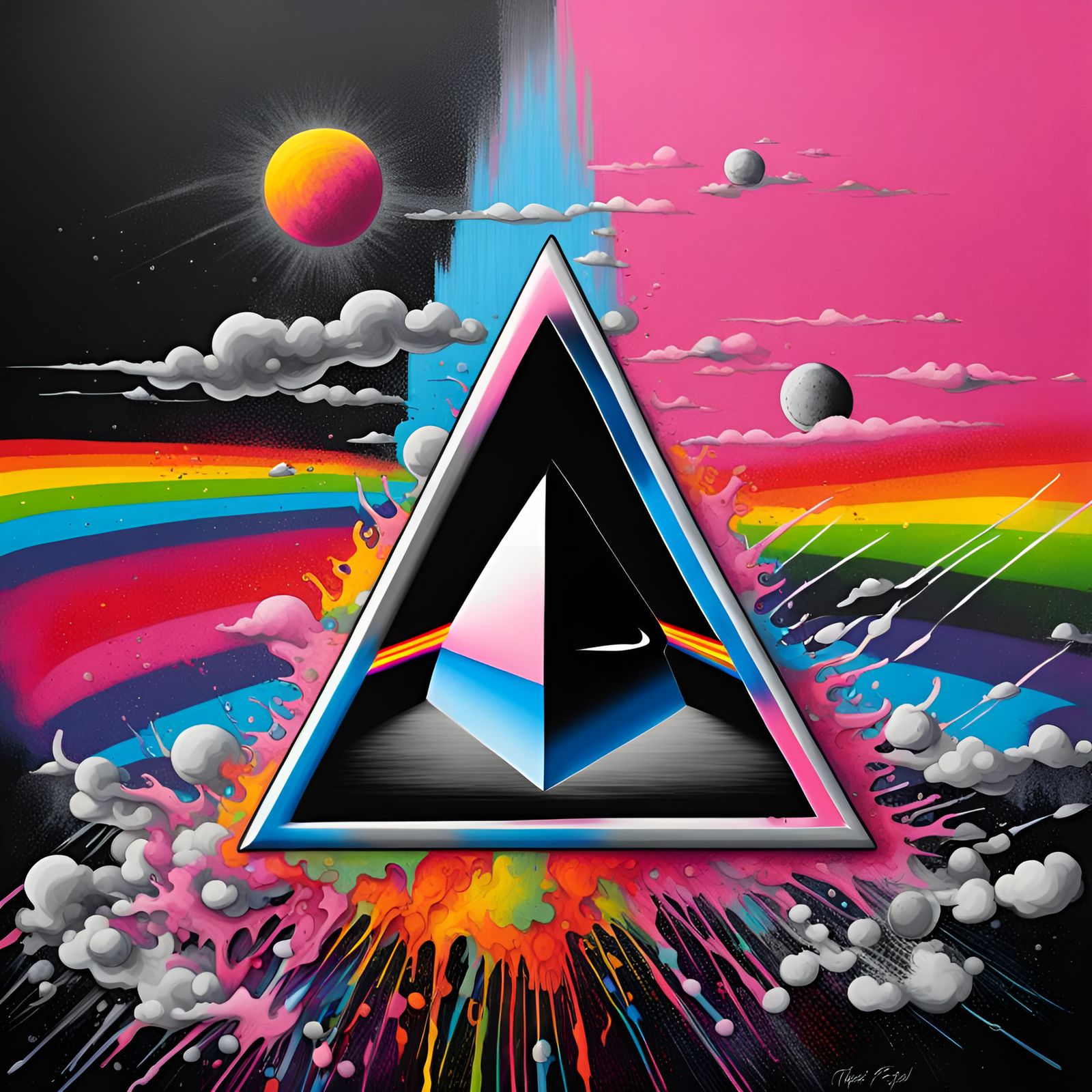 Dark Side of the Moon in Graffiti Art Style