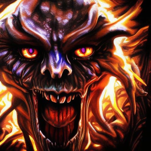 Demonic Eldridge Horror in Hyperrealistic Splash Art