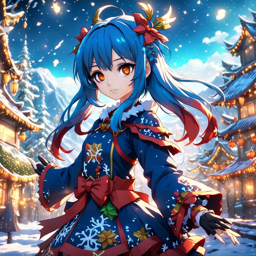 Anime Holiday Girl in Detailed Matte Painting