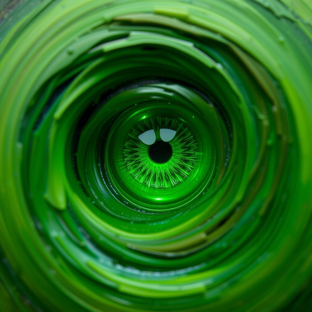 Vibrant Green Eye in Cosmic Void: Dali-Inspired Surrealism
