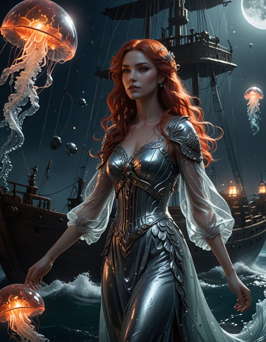 Underwater Goddess Before Shipwreck in a Bottle