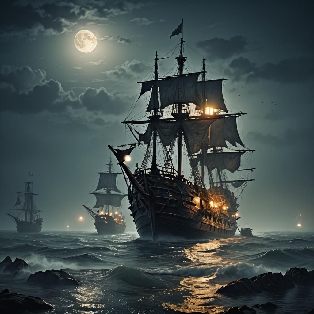 Moonlit Shipwreck: Dark Fantasy Scene in Unreal Engine
