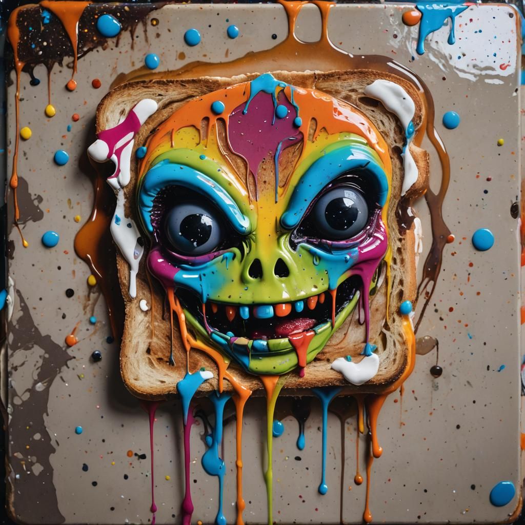 Alien Toast in Graffiti Art Style