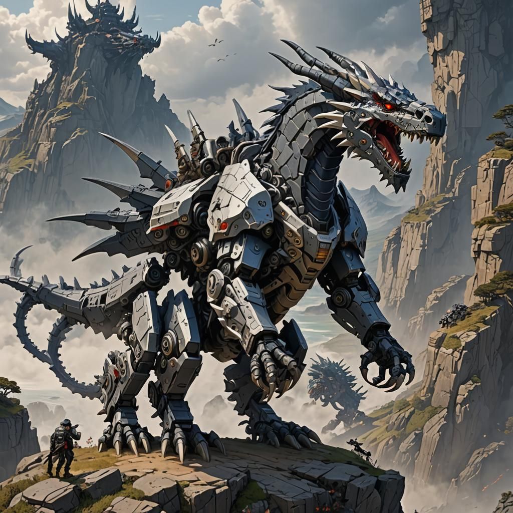 Zoid Dragon on Cliff Top with Cannons