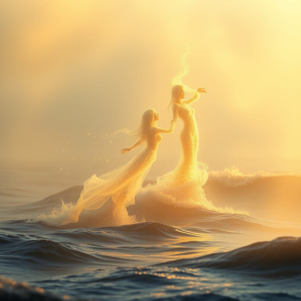 Golden Dawn Sea Sylphs Unfold in Ethereal Ballet