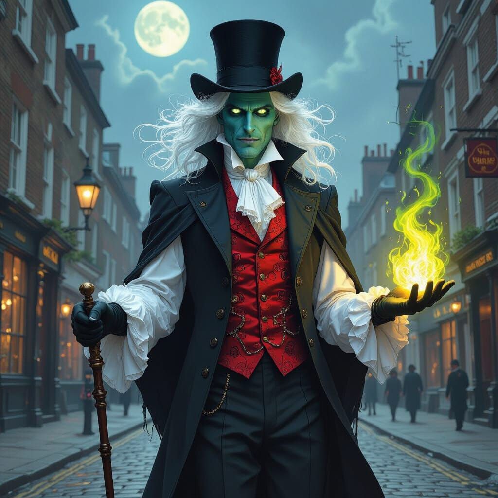 Periwinkle Man with Flame on London Street