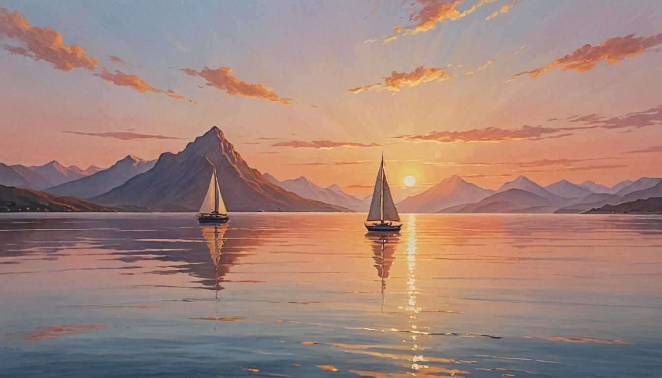 Sunrise Sailboat: A Serene Landscape Painting