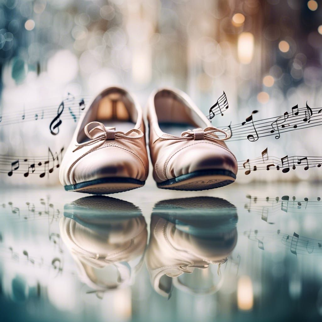 Ballet Shoes and Musical Notes in Double Exposure