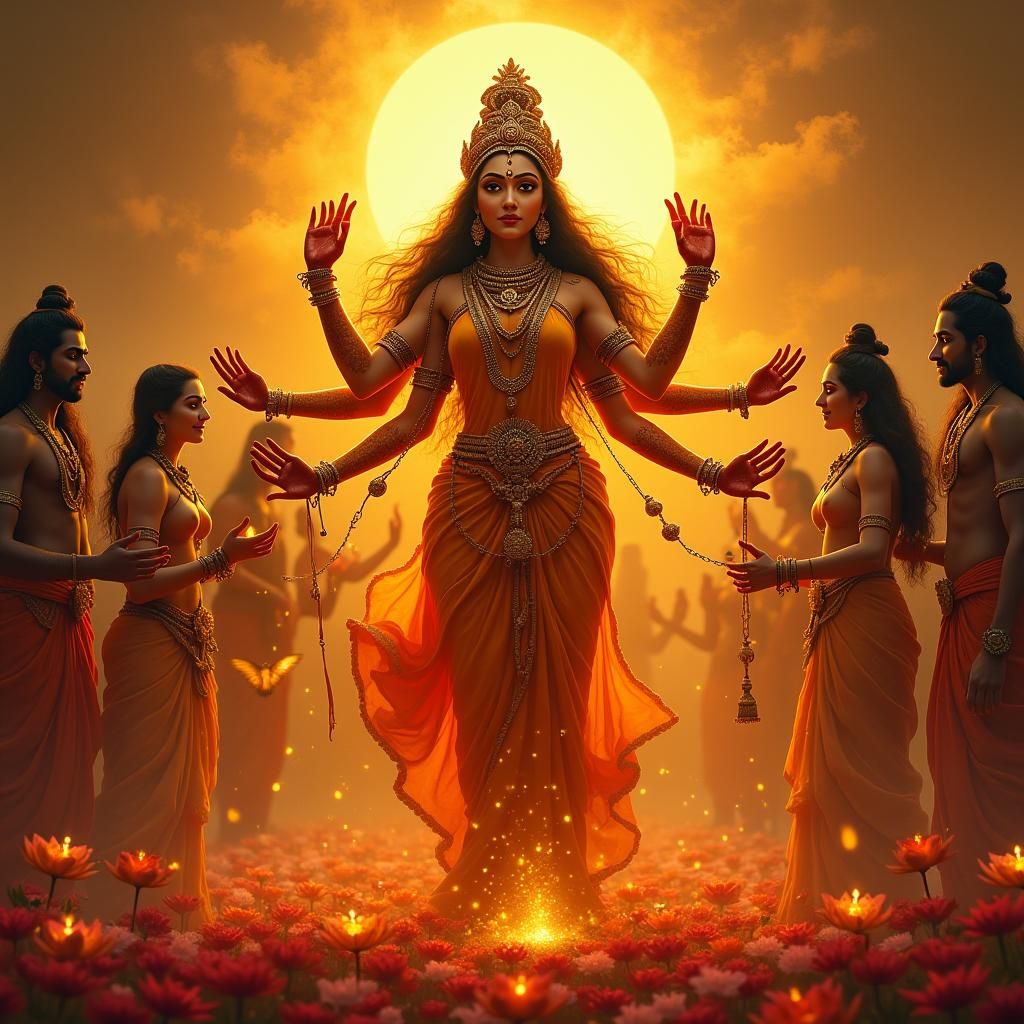 Maa Durga's Divine Radiance: Gods in Reverence