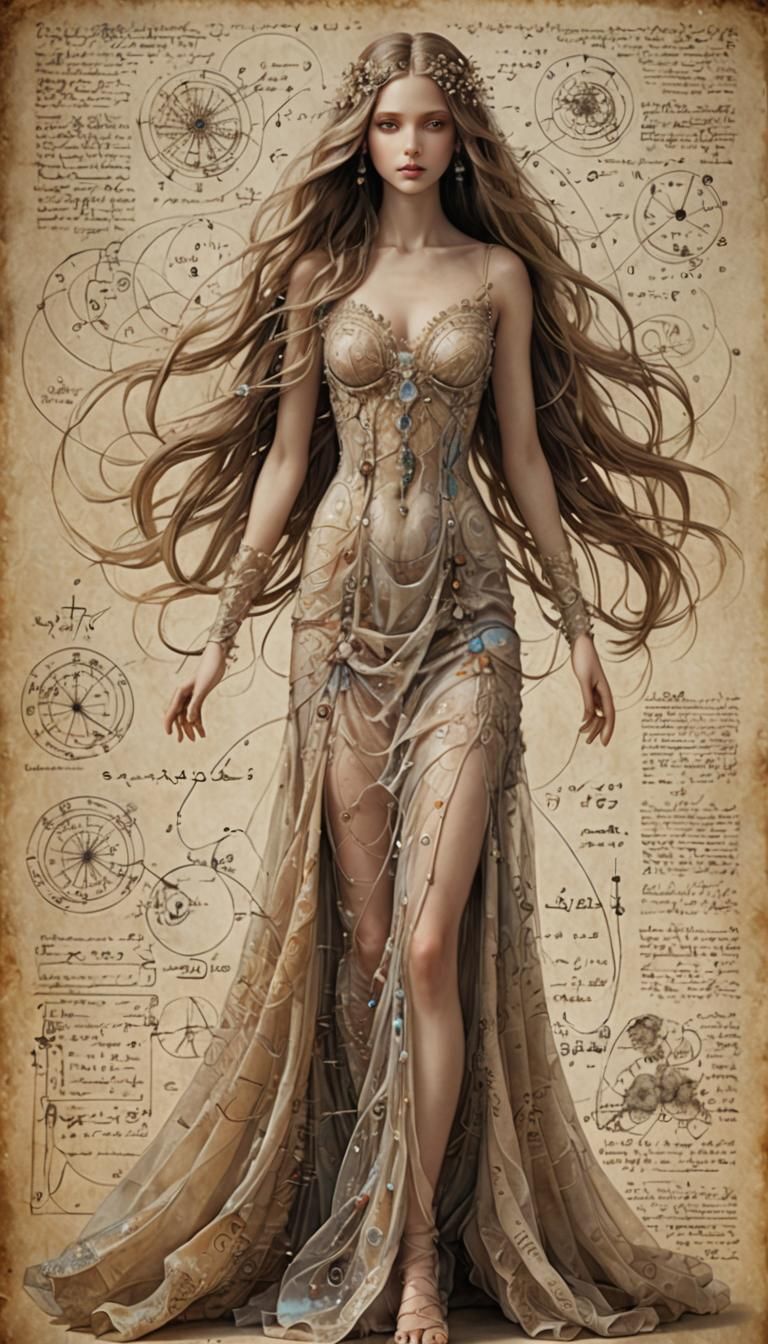 Whimsical Alluring Female in DaVinci Style