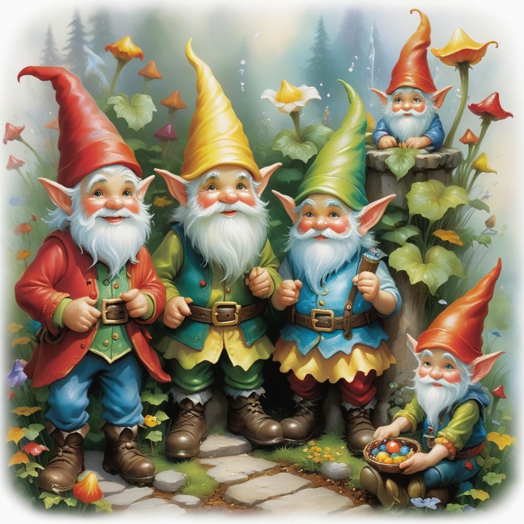 Ethereal Gathering of Gnomes in a Fantasy Landscape