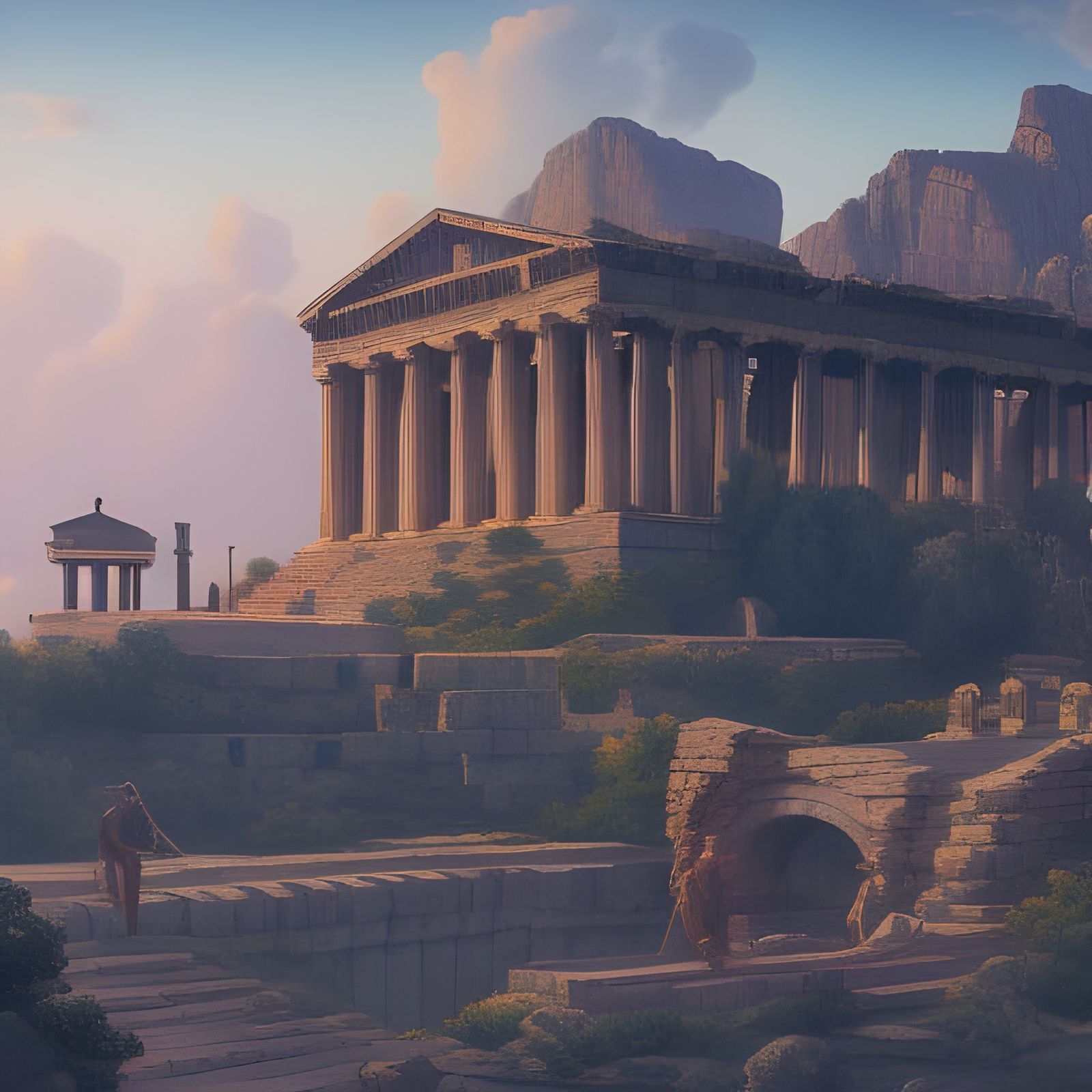 Ancient Greek Architecture in Detailed Matte Painting