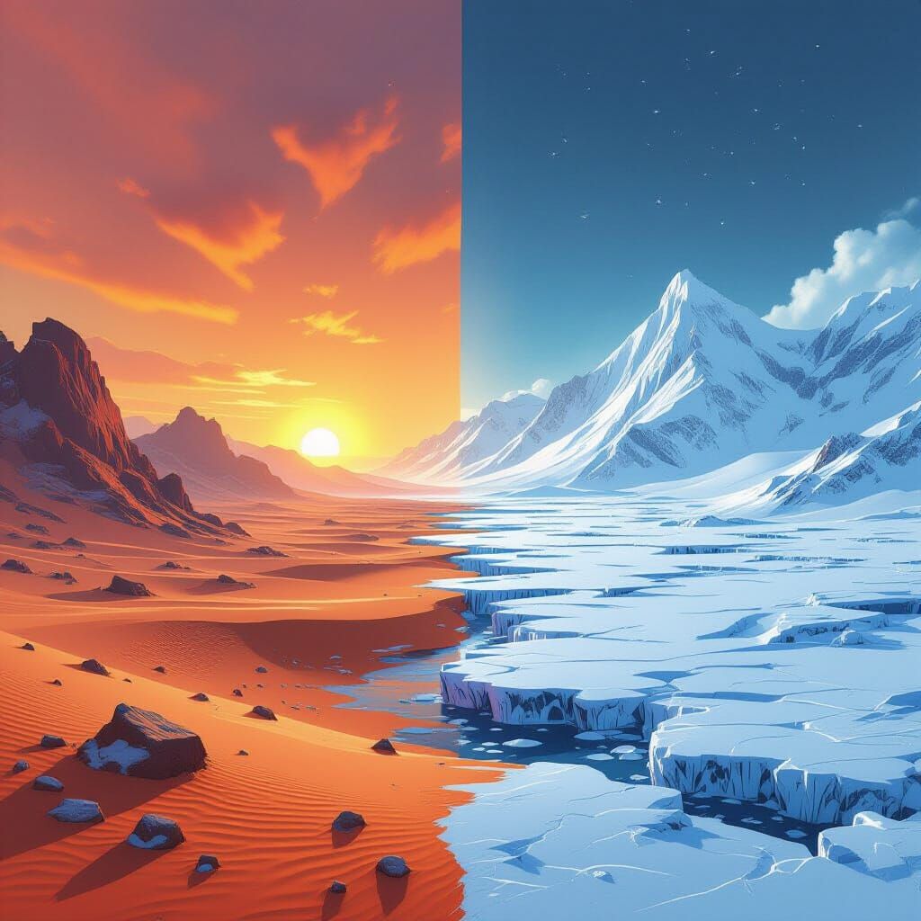 Desert Meets Ice: A Dramatic Vertical Landscape