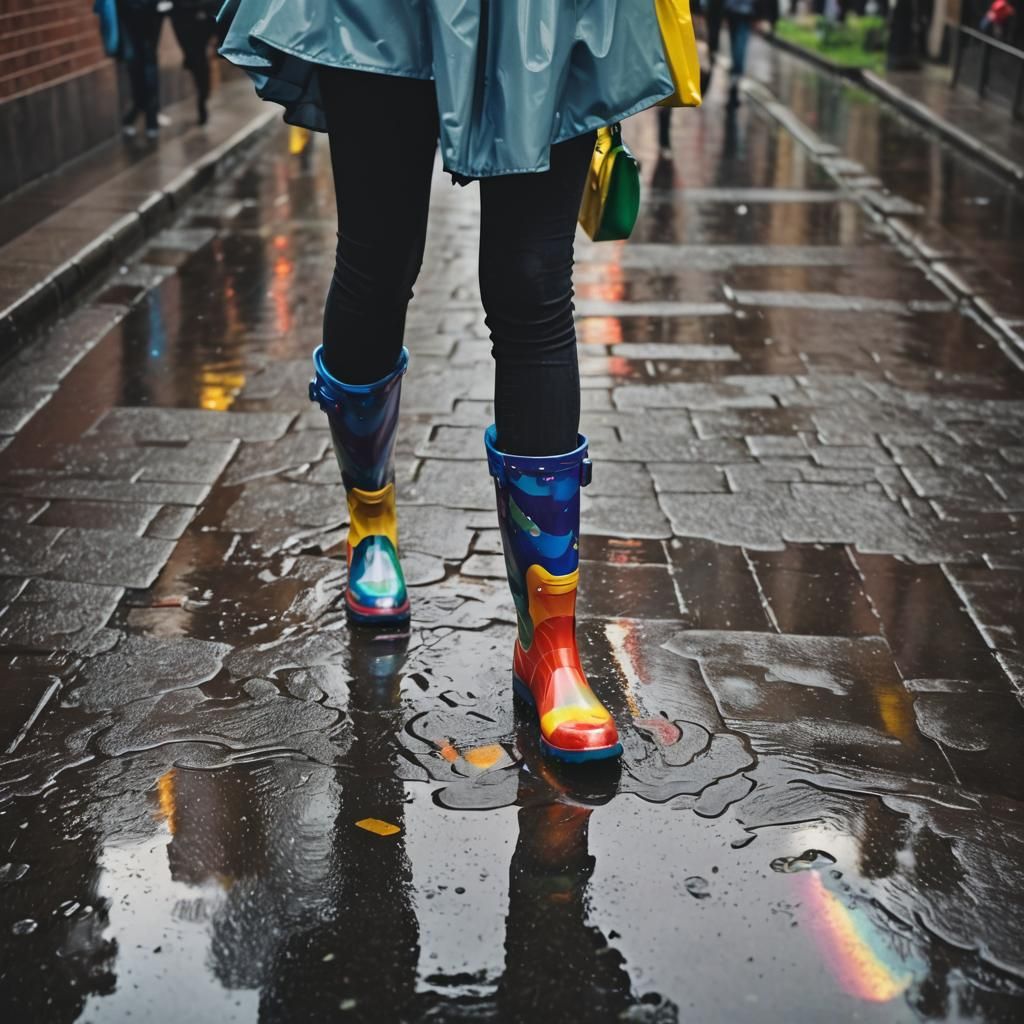 Rainy City Rainbow: Moody Puddles and Sunshine