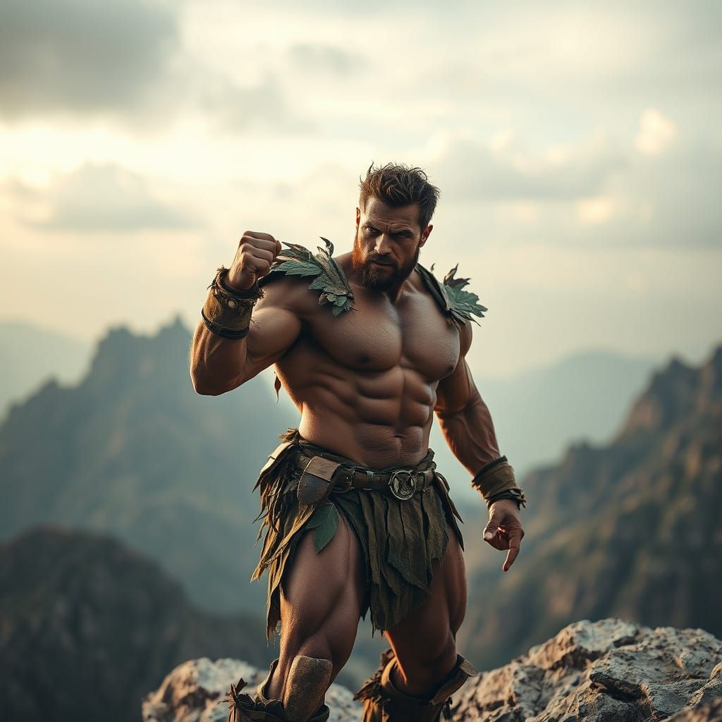 Earth Warrior Champion in Earthy Armor, Unleashing Nature's...