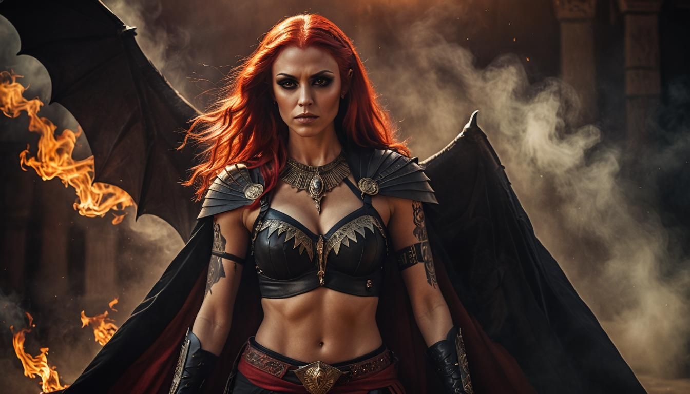 Egyptian-Nosferatu Warrior with Fiery Hair