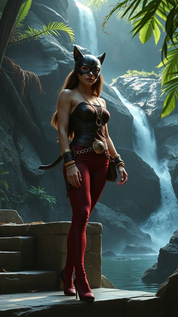 Cougar Catwoman on Jungle Ruins, Dystopian Realism