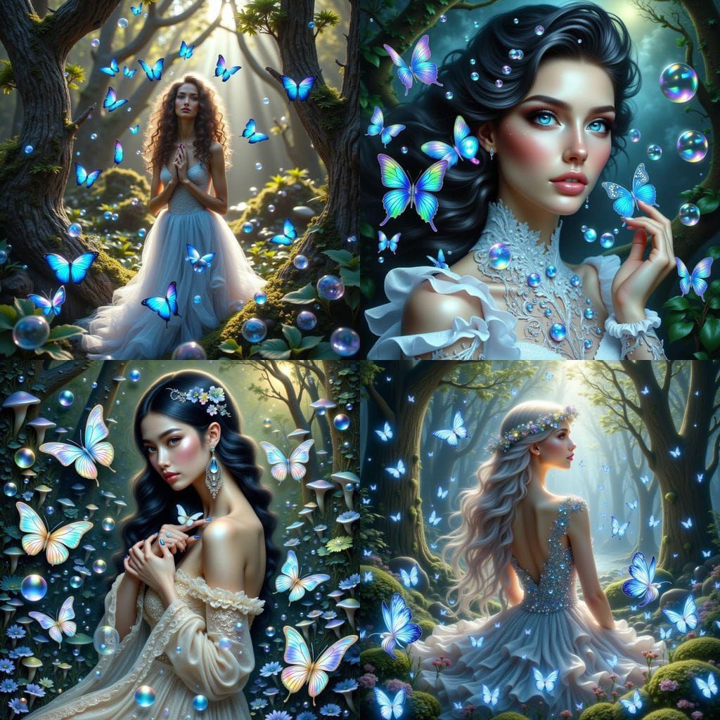 Enchanted Forest Goddess in Whimsical Iridescent Beauty