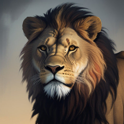 Surreal Lion Portrayed in Oil Painting Style